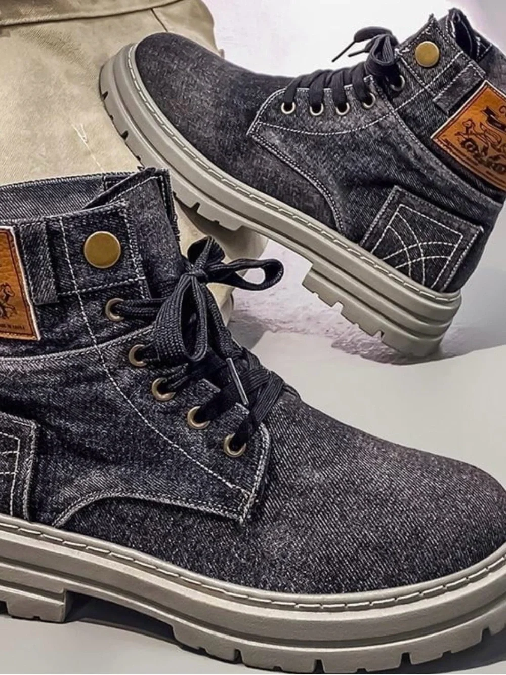 BRAND NEW Corasun Mens Blue Denim Ankle Boots Size 6,5 Men